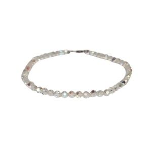 Vintage Aurora Borealis Faceted Clear Crystal Beaded Necklace 16" Choker